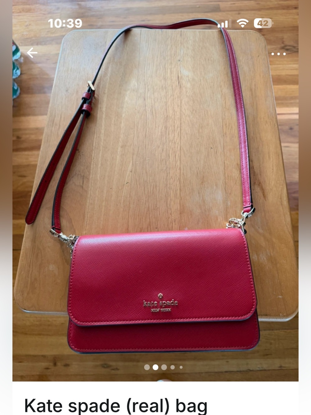 kate spade red leather crossbody with gold hardware